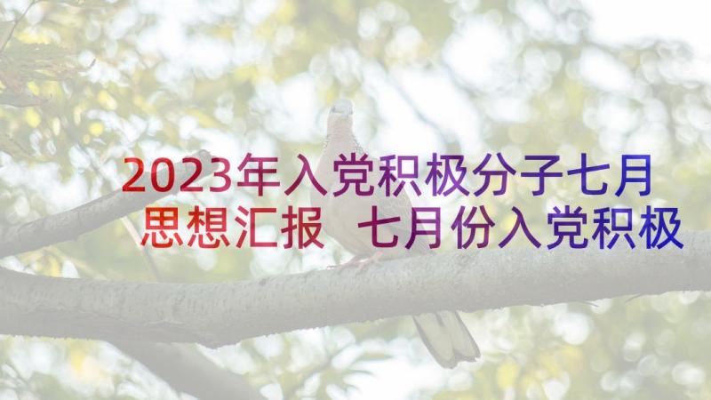 2023年入党积极分子七月思想汇报 七月份入党积极分子思想汇报(大全5篇)