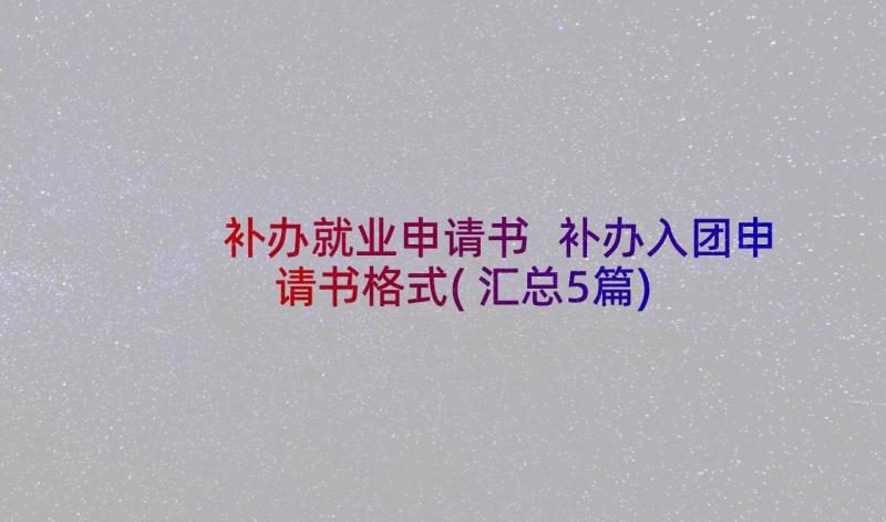 补办就业申请书 补办入团申请书格式(汇总5篇)