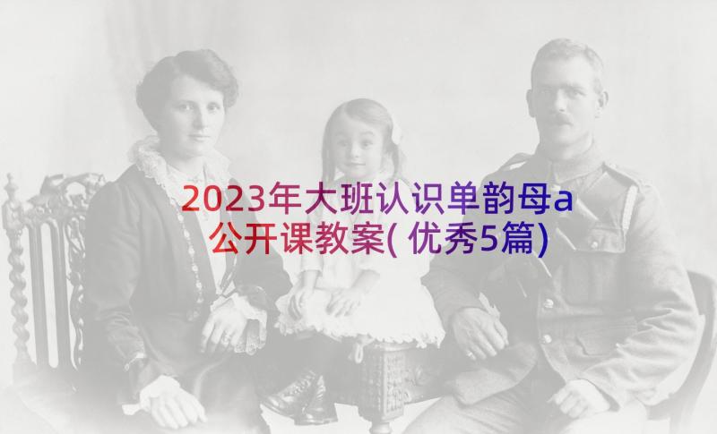 2023年大班认识单韵母a公开课教案(优秀5篇)