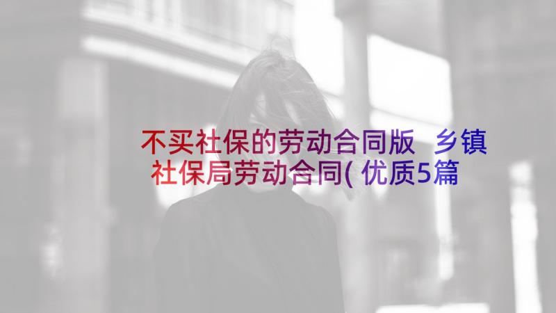 不买社保的劳动合同版 乡镇社保局劳动合同(优质5篇)