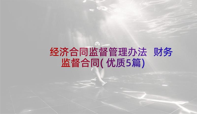 经济合同监督管理办法 财务监督合同(优质5篇)