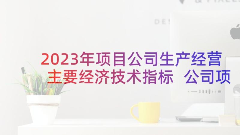 2023年项目公司生产经营主要经济技术指标 公司项目合作协议书(汇总8篇)