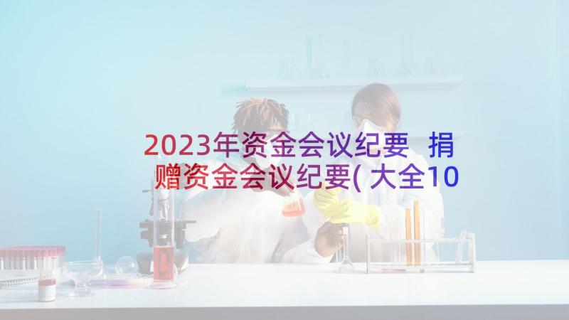 2023年资金会议纪要 捐赠资金会议纪要(大全10篇)