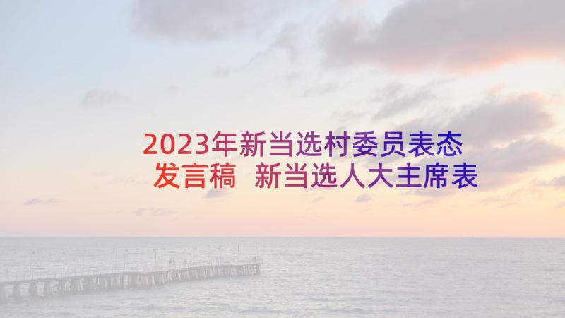 2023年新当选村委员表态发言稿 新当选人大主席表态发言稿(大全5篇)