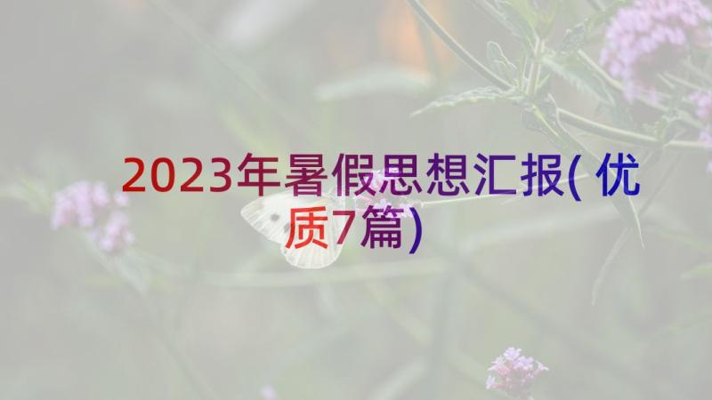 2023年暑假思想汇报(优质7篇)