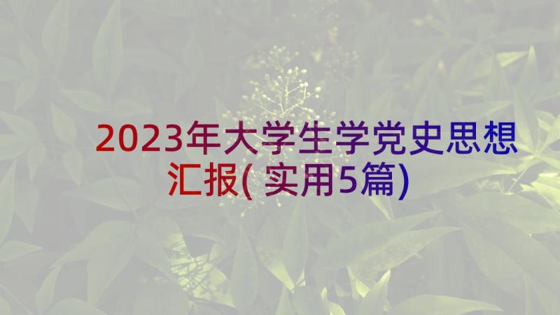 2023年大学生学党史思想汇报(实用5篇)