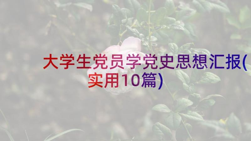 大学生党员学党史思想汇报(实用10篇)