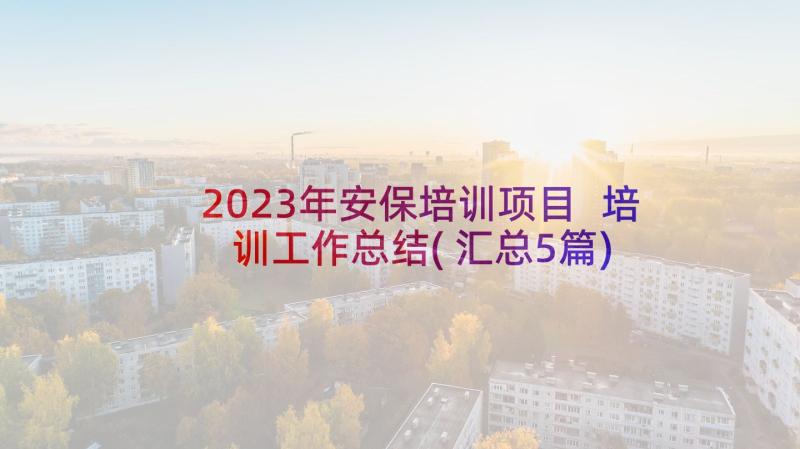 2023年安保培训项目 培训工作总结(汇总5篇)