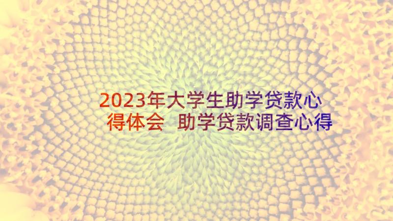 2023年大学生助学贷款心得体会 助学贷款调查心得体会(通用5篇)