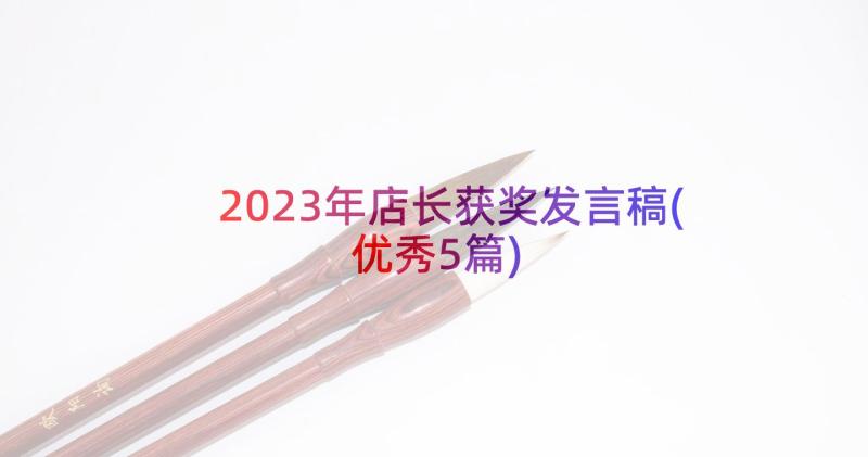 2023年店长获奖发言稿(优秀5篇)