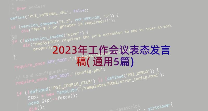 2023年工作会议表态发言稿(通用5篇)