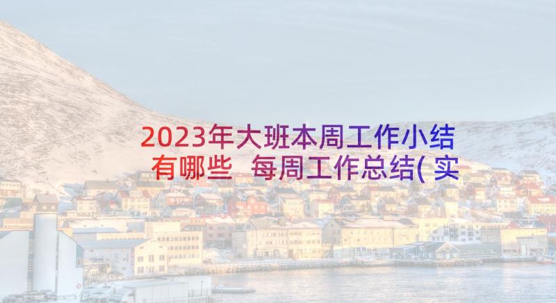 2023年大班本周工作小结有哪些 每周工作总结(实用7篇)