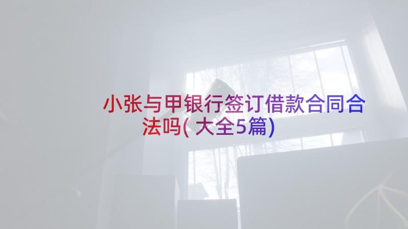 小张与甲银行签订借款合同合法吗(大全5篇)