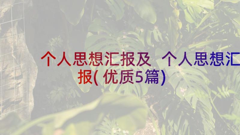 个人思想汇报及 个人思想汇报(优质5篇)