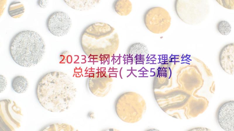 2023年钢材销售经理年终总结报告(大全5篇)