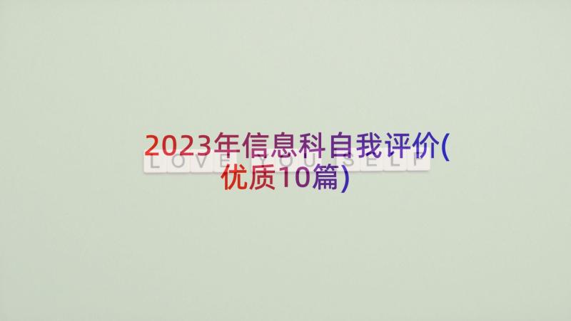 2023年信息科自我评价(优质10篇)