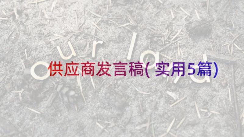 供应商发言稿(实用5篇)