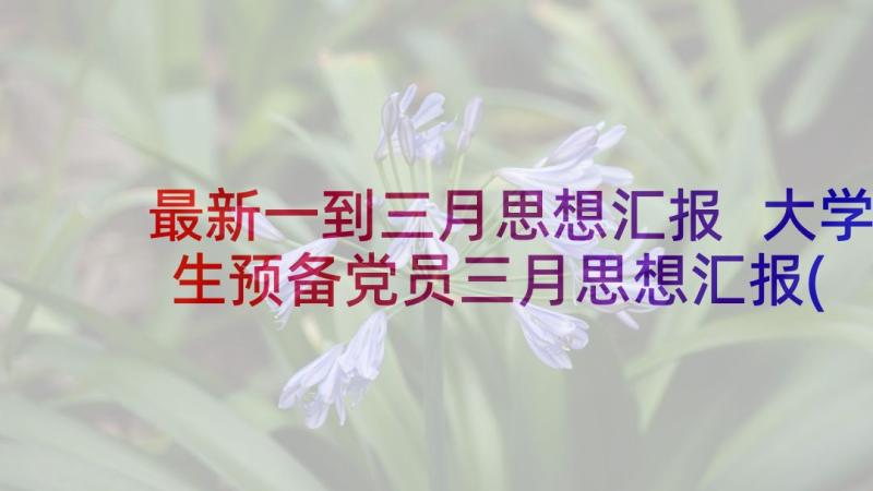 最新一到三月思想汇报 大学生预备党员三月思想汇报(优秀10篇)