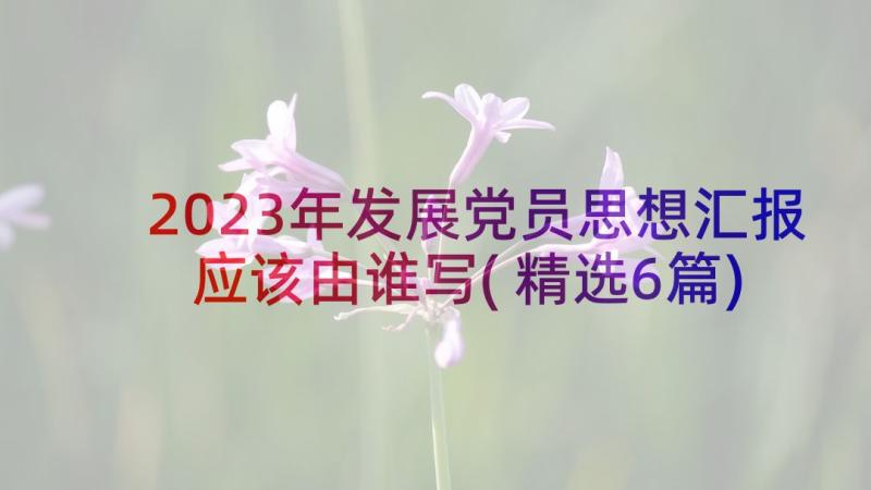 2023年发展党员思想汇报应该由谁写(精选6篇)