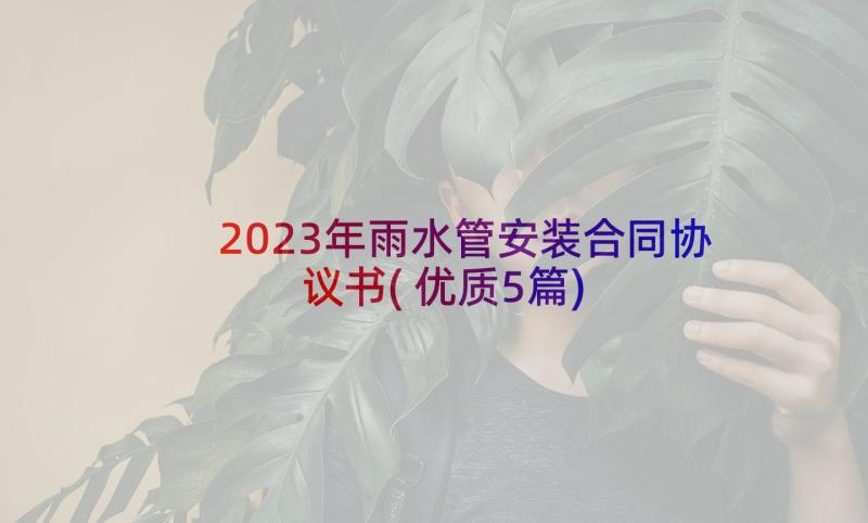 2023年雨水管安装合同协议书(优质5篇)