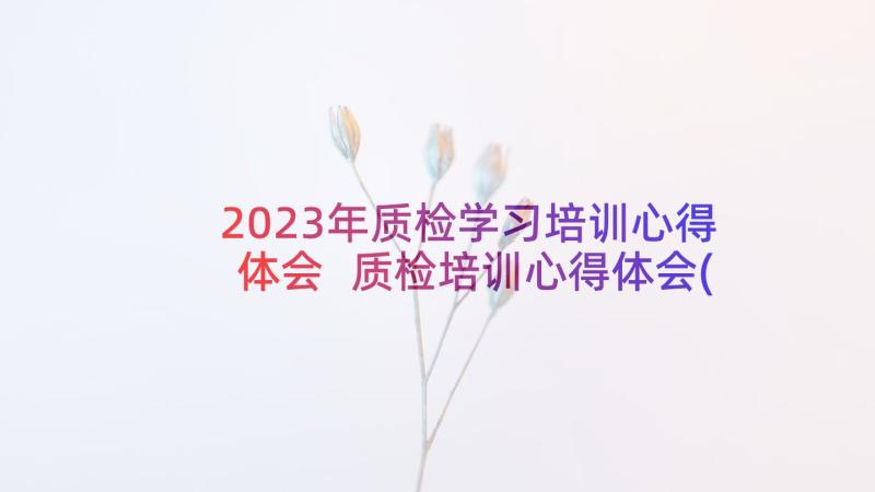 2023年质检学习培训心得体会 质检培训心得体会(汇总9篇)