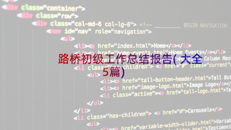 路桥初级工作总结报告(大全5篇)