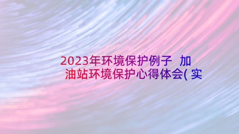 2023年环境保护例子 加油站环境保护心得体会(实用9篇)