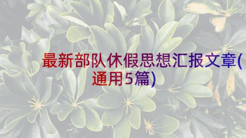 最新部队休假思想汇报文章(通用5篇)