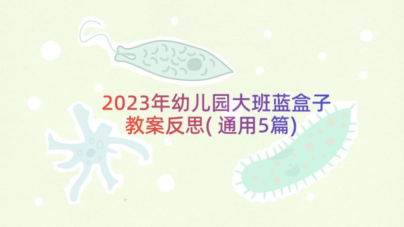 2023年幼儿园大班蓝盒子教案反思(通用5篇)