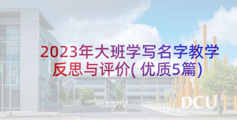 2023年大班学写名字教学反思与评价(优质5篇)