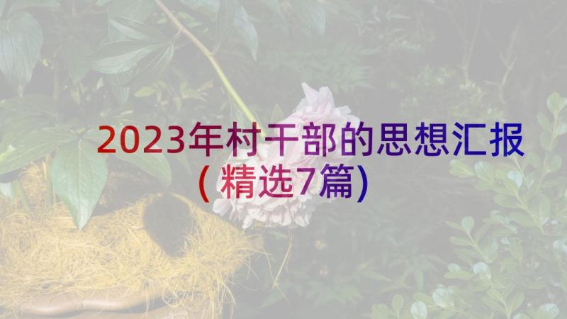 2023年村干部的思想汇报(精选7篇)