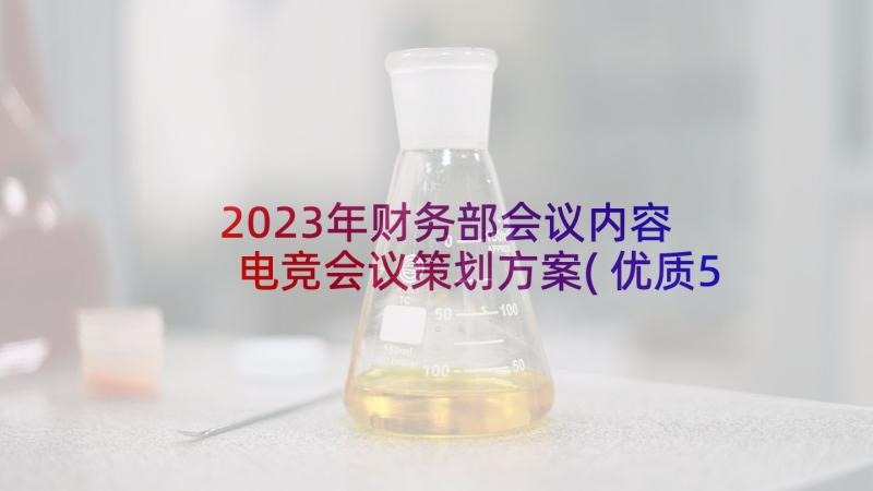 2023年财务部会议内容 电竞会议策划方案(优质5篇)