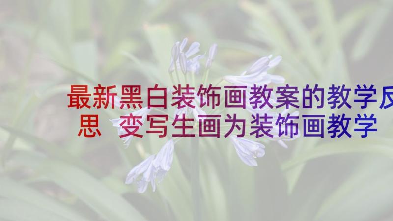 最新黑白装饰画教案的教学反思 变写生画为装饰画教学反思(汇总6篇)