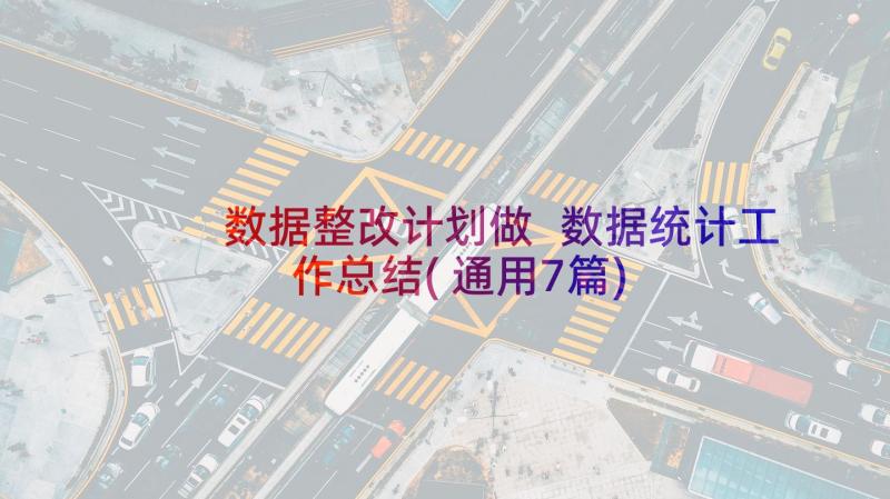 数据整改计划做 数据统计工作总结(通用7篇)