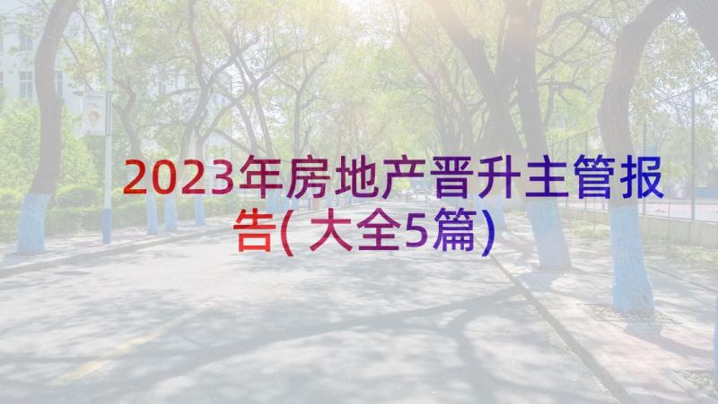 2023年房地产晋升主管报告(大全5篇)