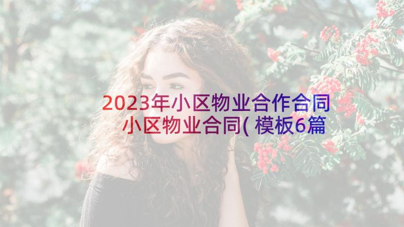 2023年小区物业合作合同 小区物业合同(模板6篇)