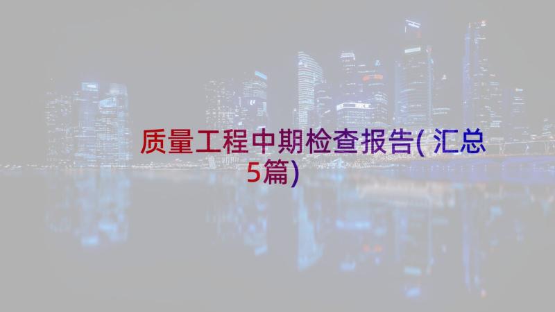 质量工程中期检查报告(汇总5篇)