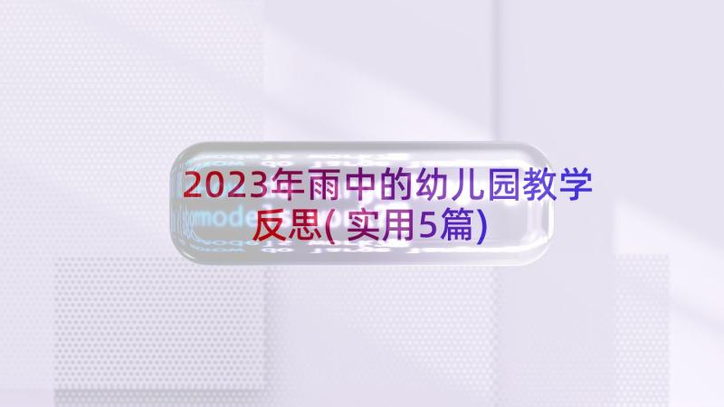 2023年雨中的幼儿园教学反思(实用5篇)