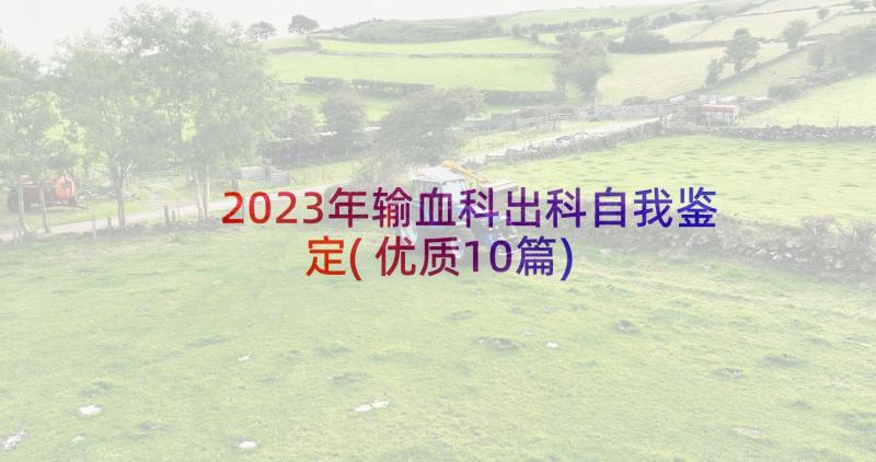 2023年输血科出科自我鉴定(优质10篇)