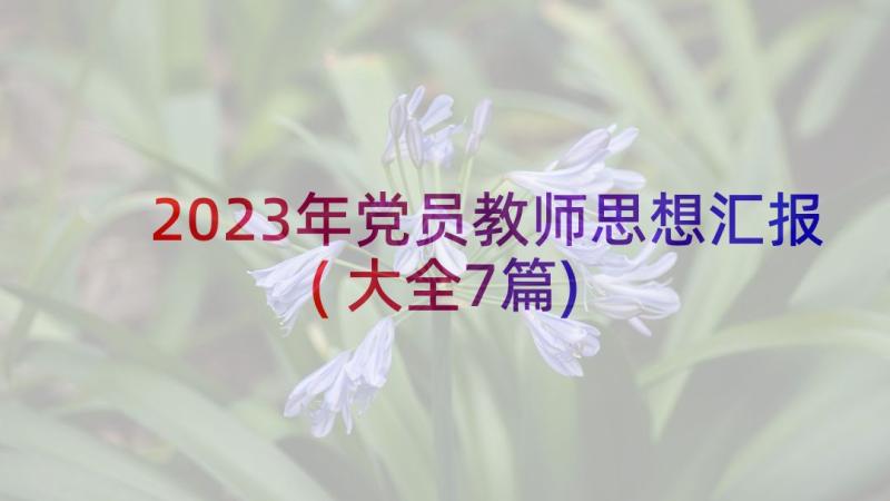 2023年党员教师思想汇报(大全7篇)