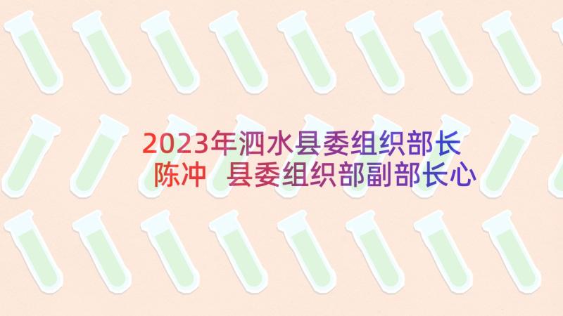 2023年泗水县委组织部长陈冲 县委组织部副部长心得体会(大全8篇)