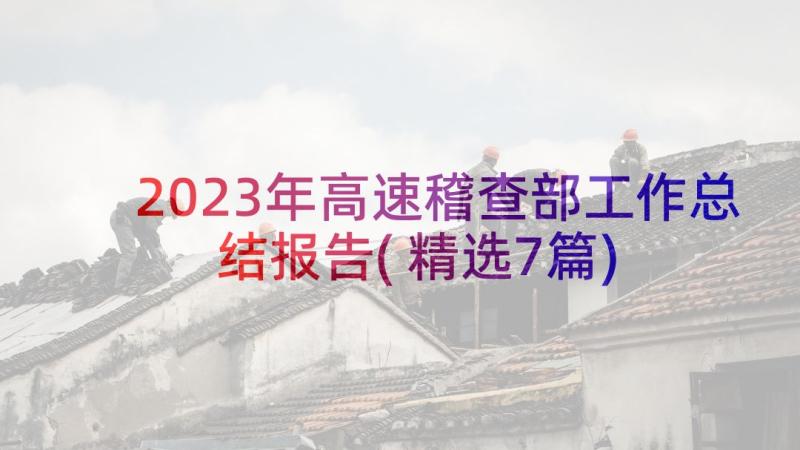 2023年高速稽查部工作总结报告(精选7篇)