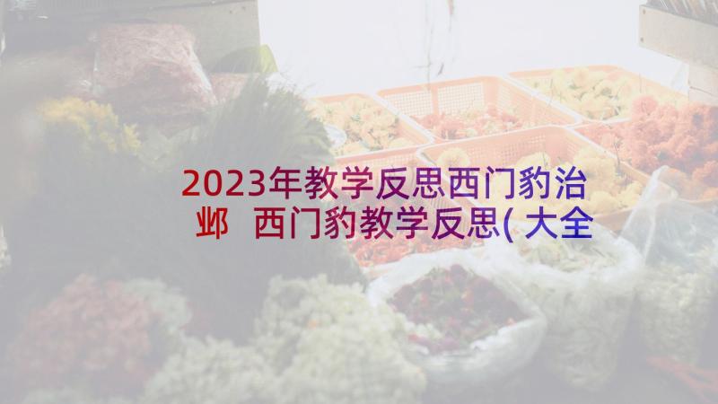 2023年教学反思西门豹治邺 西门豹教学反思(大全7篇)