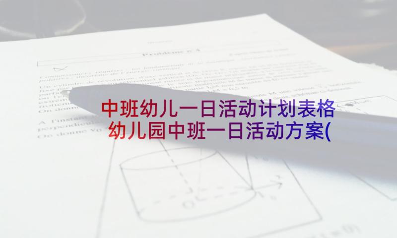 中班幼儿一日活动计划表格 幼儿园中班一日活动方案(精选5篇)