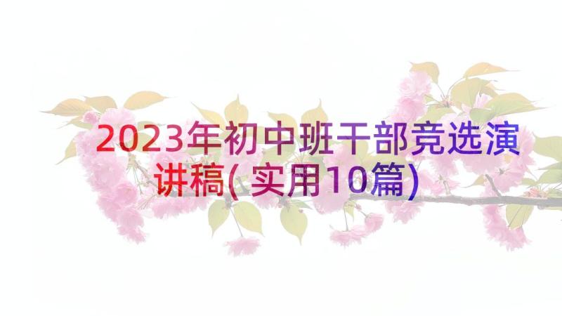 2023年初中班干部竞选演讲稿(实用10篇)