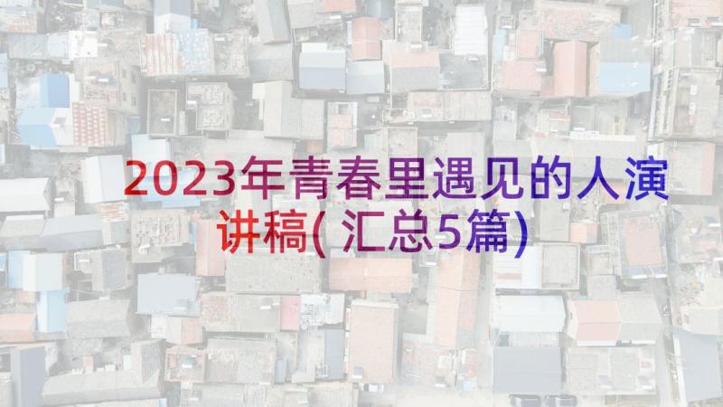 2023年青春里遇见的人演讲稿(汇总5篇)