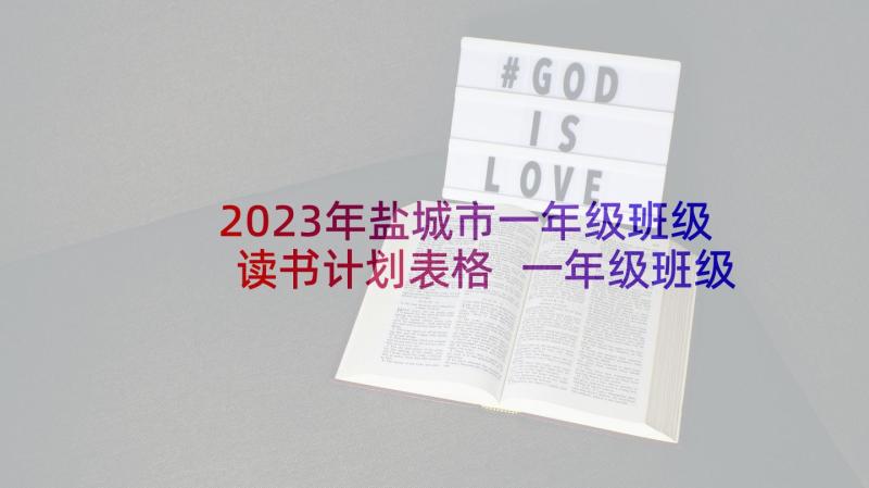 2023年盐城市一年级班级读书计划表格 一年级班级读书计划(大全5篇)