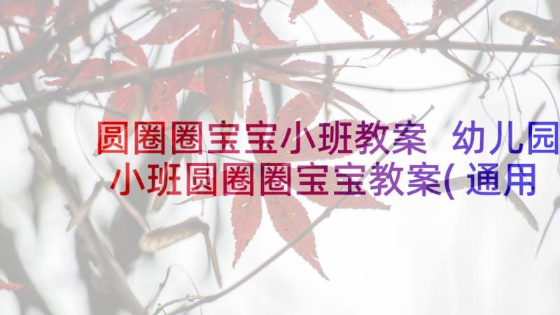 圆圈圈宝宝小班教案 幼儿园小班圆圈圈宝宝教案(通用5篇)