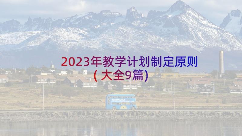 2023年教学计划制定原则(大全9篇)