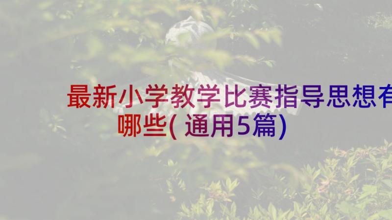 最新小学教学比赛指导思想有哪些(通用5篇)